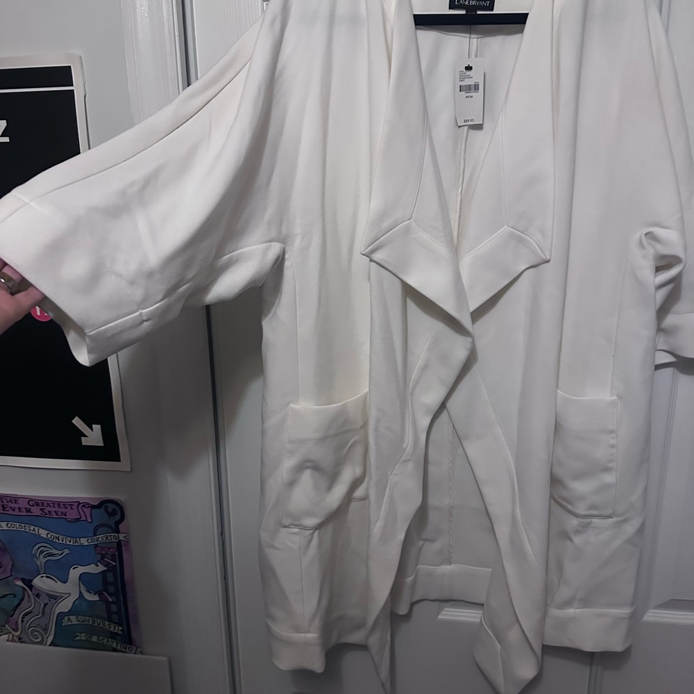 Elegant White Women's Kimono draped coat
